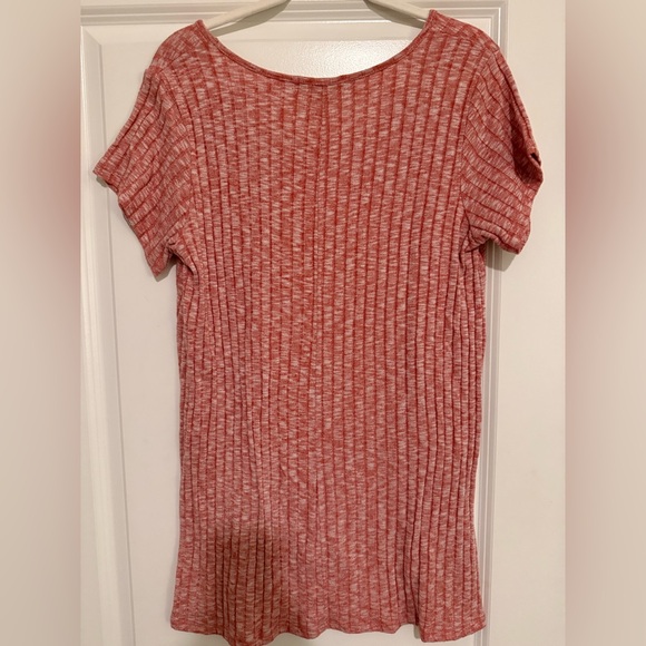 Women's Red Ribbed Top - Picture 2 of 3